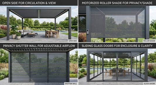 Pergola Side Walls, Roller Shades, or Sliding Glass Doors: What Should You Add?