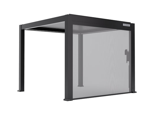 4Inch-Post 10' x 10' FlexPatio Pergola Slide Wall - Motorized Roller Shades (Back Side)