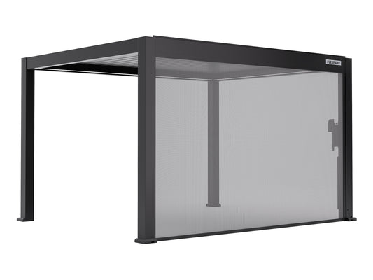 4Inch-Post 10' x 13' FlexPatio Pergola Slide Wall - Motorized Roller Shades (Back Side)